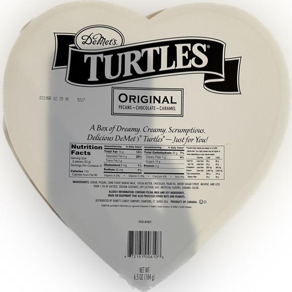 VTG DeMETs TURTLE VALENTINE STRIPE HEART CHOCOLATE BOX 10.75” RED GIFT ROMANTIC - Picture 2 of 8